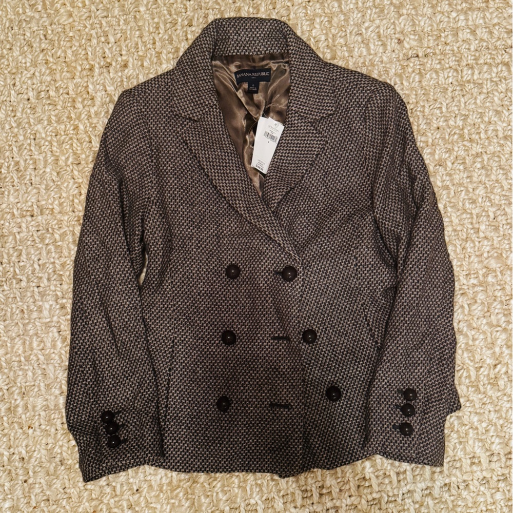Banana Republic Brown and Black Tweed Suit Coat, Size 6, NWT